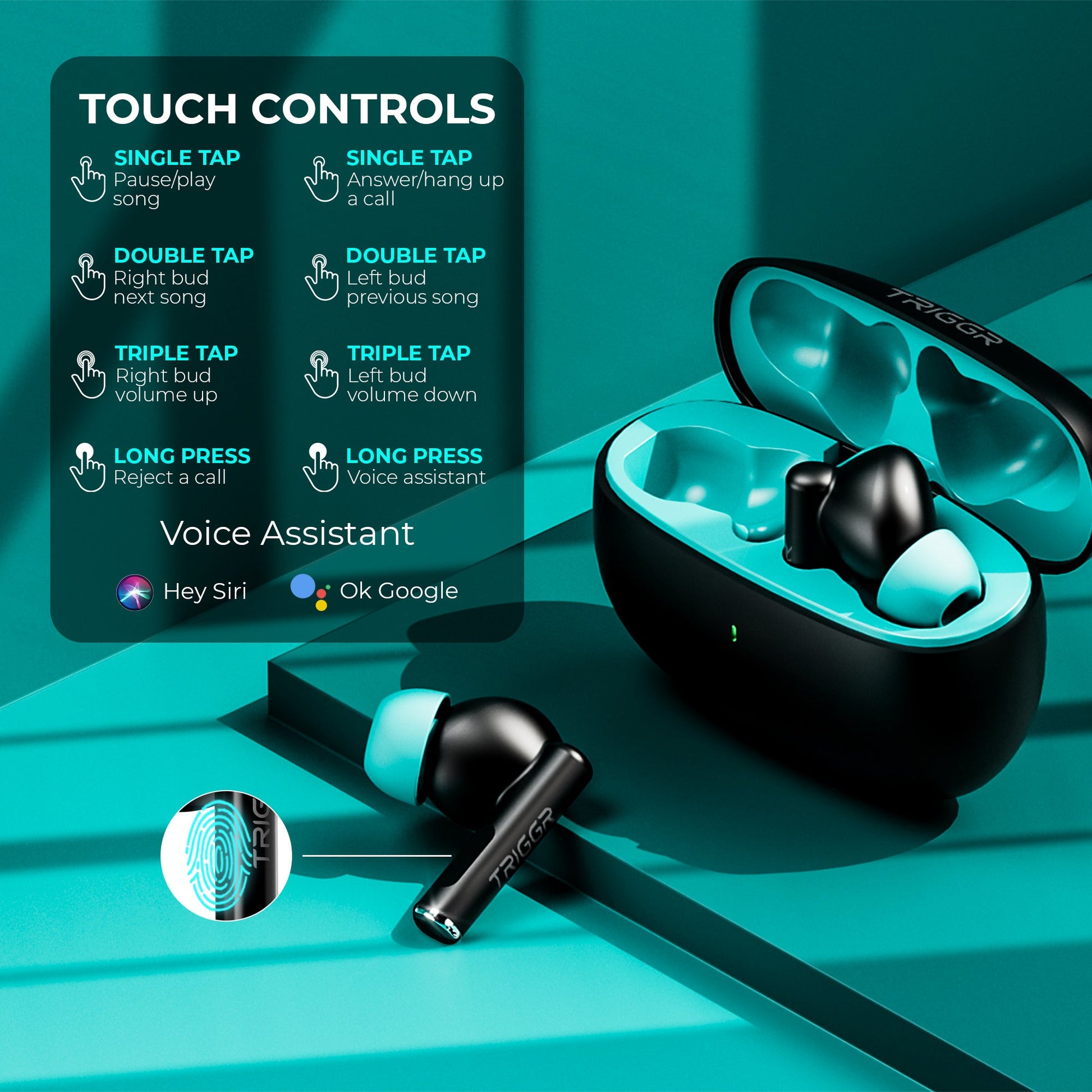 TRIGGR Ultrabuds N1 Neo with ENC, 40Hr Playback, 13mm Drivers, Rich Bass, Fast Charging Bluetooth Headset