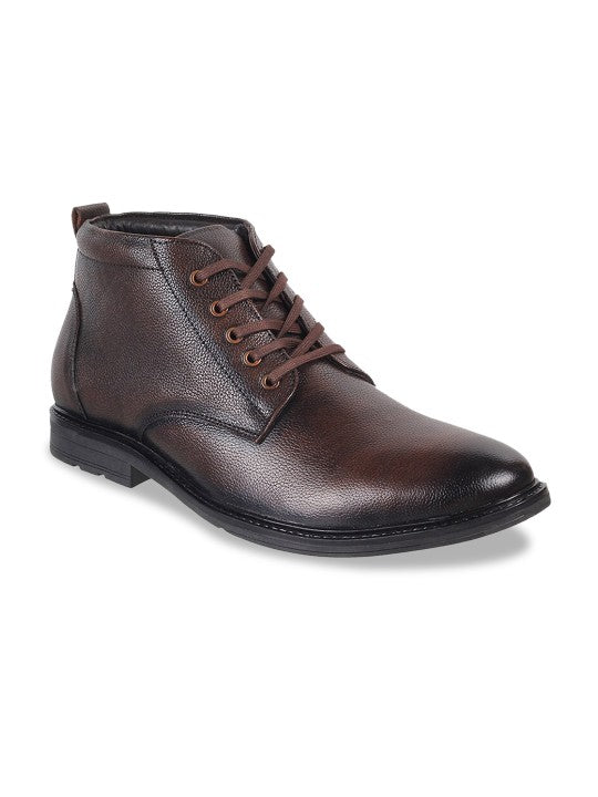 Men Textured Leather Mid-Top Formal Derbys
