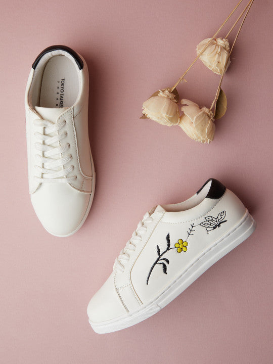 Tokyo Talkies Women Floral Woven Design Comfort Insole Basics Sneakers