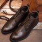 LOUIS STITCH Men Brunette Brown Egyptian Milled Leather Mid-Top Biker Boots