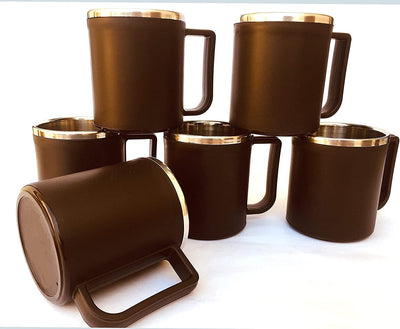 200Ml Coffee Mug,Tea Cup,Milk Mug,StainlessSteel Inner OuterDurable Double Wall Plastic for Home,Office Set Of 6