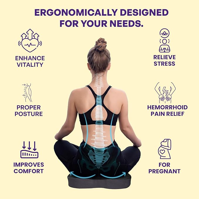 Careforce Donut Pillow for Tailbone Pain Orthopedic Coccyx Cushion for Tailbone Pain for Sitting Soft PU Donut Cushion Pillow for Piles, Hemorrhoid, L