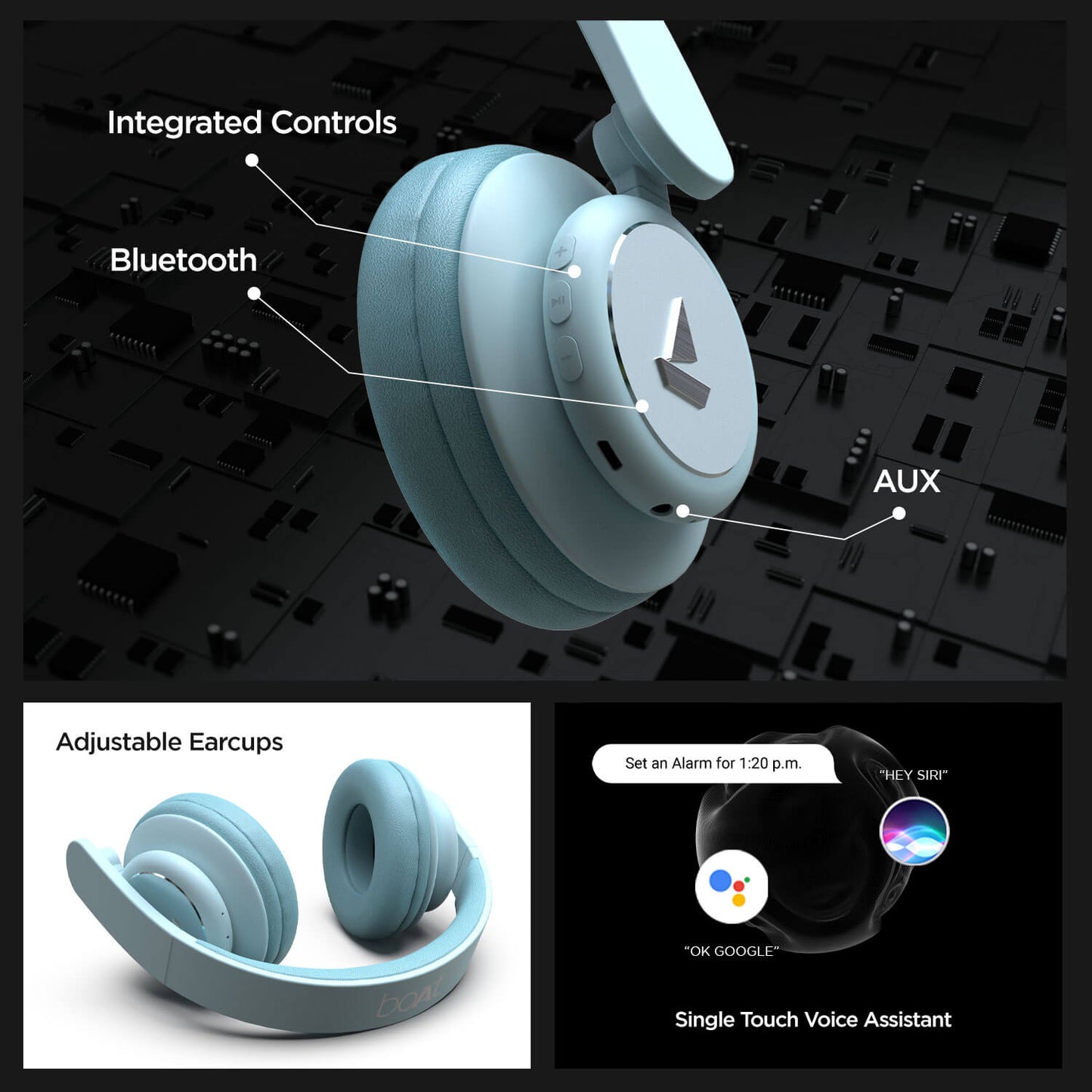 Rockerz 450 | Over Ear Bluetooth Headphones with Upto 15 Hours Playback, Adaptive Headband, 40mm Dynamic Driver, 300 mah Battery