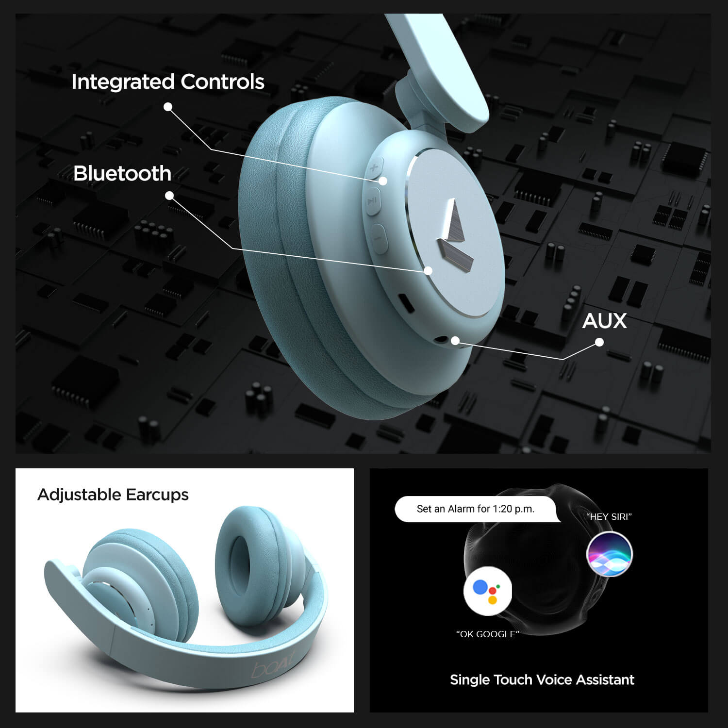 Rockerz 450 | Over Ear Bluetooth Headphones with Upto 15 Hours Playback, Adaptive Headband, 40mm Dynamic Driver, 300 mah Battery