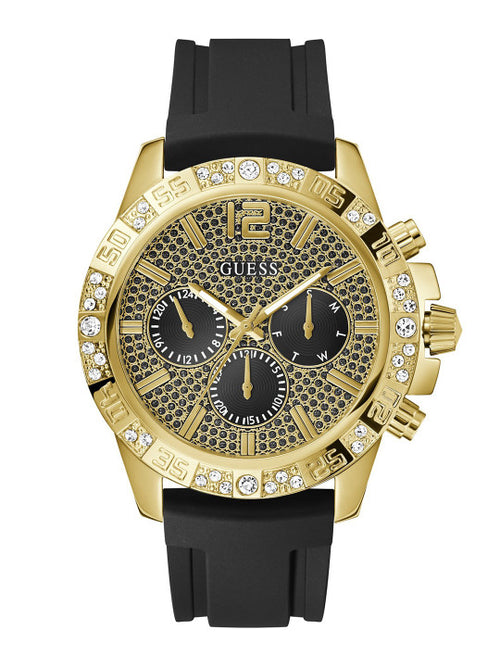 GUESS Men Embellished Black Round Dial & Black Straps Analogue Watch GW0909G2