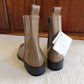 New Brunello Cucinelli monili heel Chelsea boot tan leather ankle booties 39 NWT